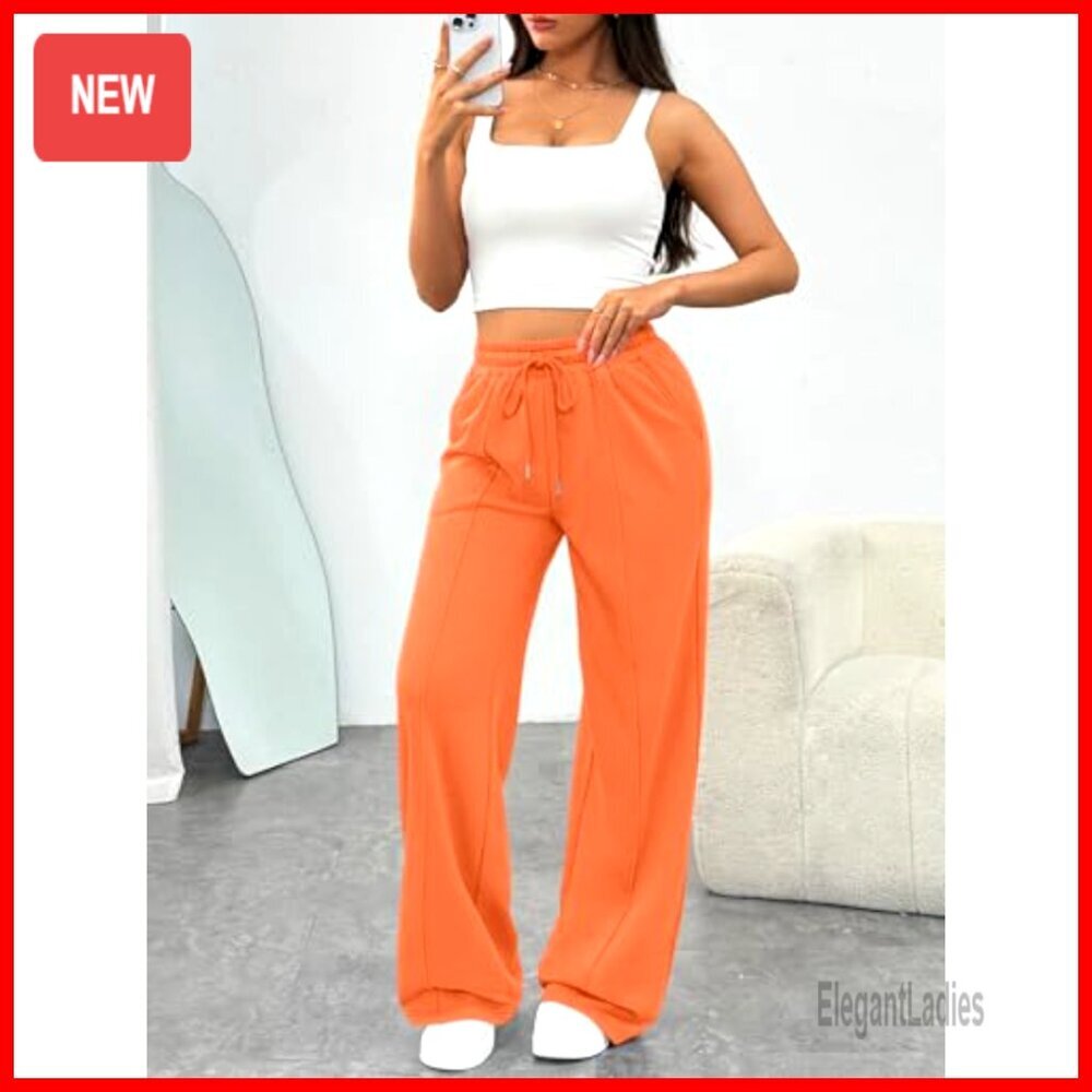 Wide Leg Sweatpants High Rise Baggy Lounge Athletic Pants Comfy Joggers - Picture 6 of 6